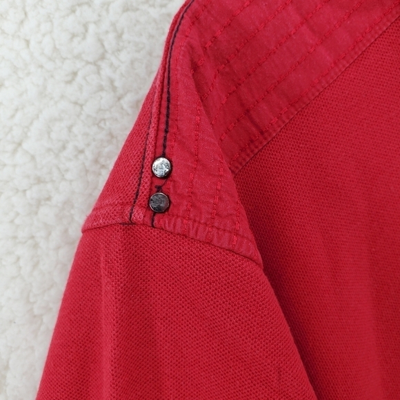 Coogi Polo Shirt Men XL SS Pullover Embellished Crest Logo Bling 100% Cotton Red - Picture 11 of 16